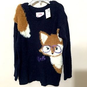 Justice sparkle navy Fox sweater NWT size 10